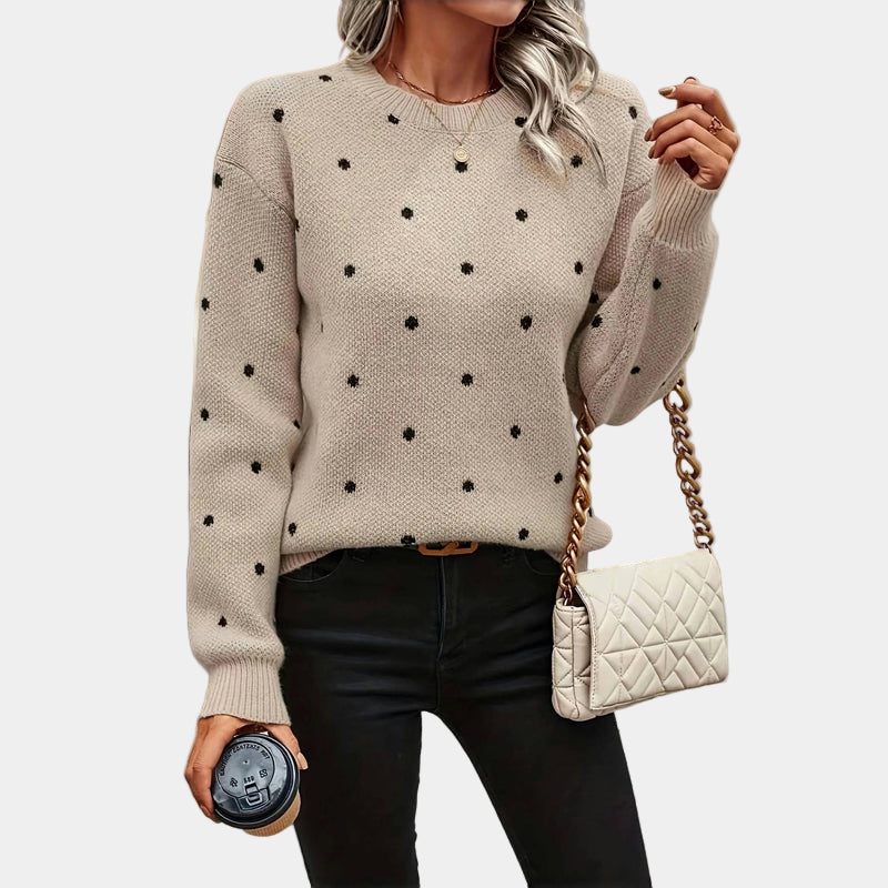 Darielle | Sophisticated Polka Dot Knit Sweater
