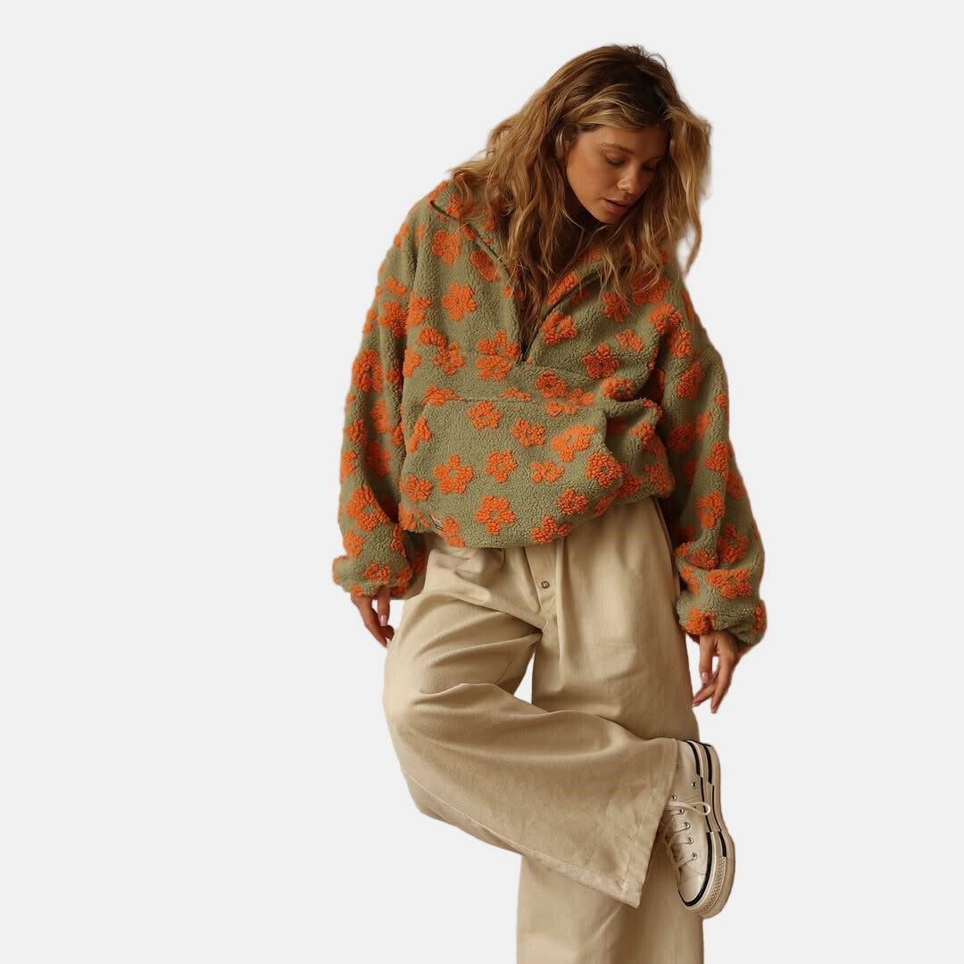 Ivy | Long Sleeve Floral Fleece Pullover