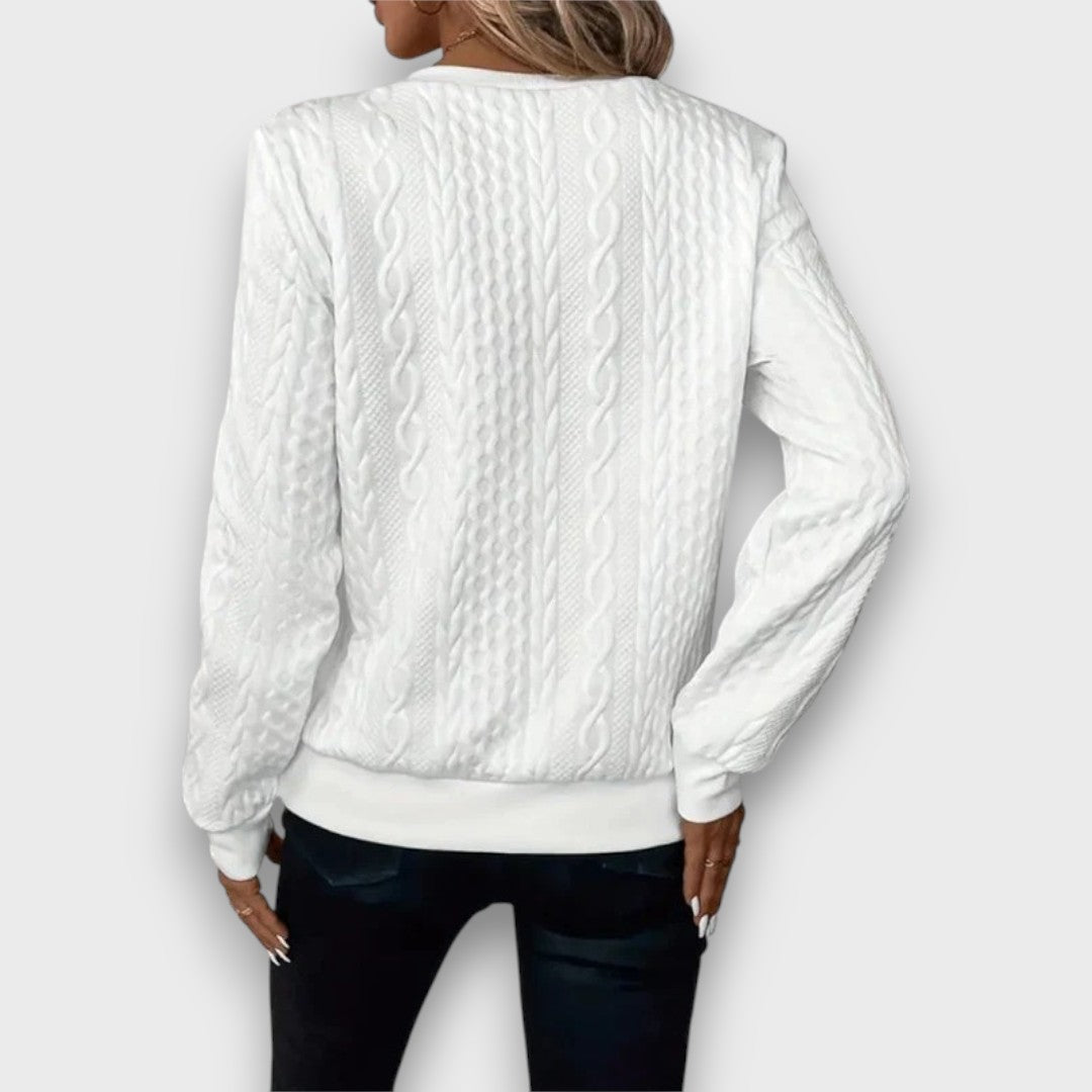 Solena – Zippered Pullover in Twisted Knit