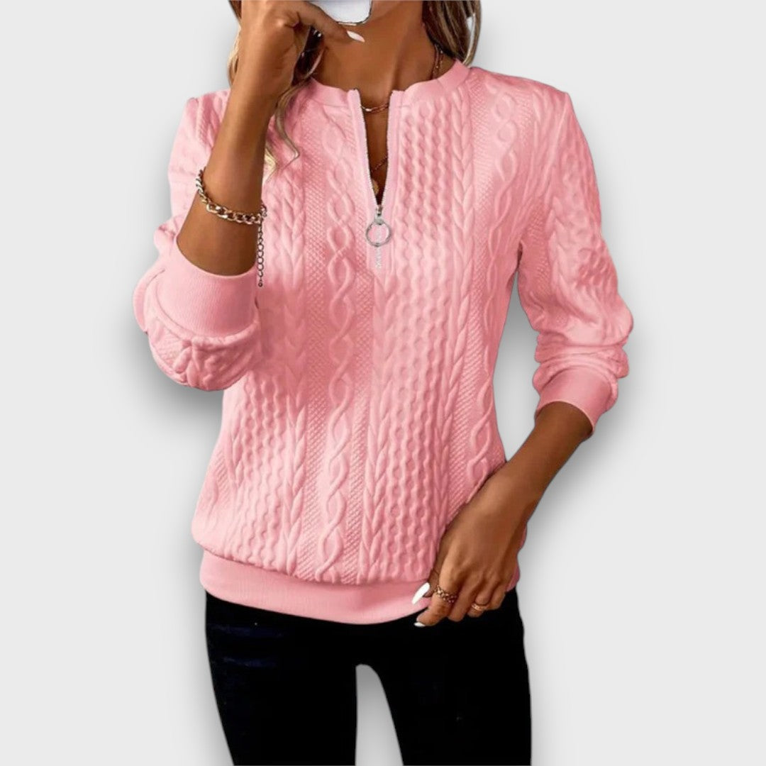 Solena – Zippered Pullover in Twisted Knit