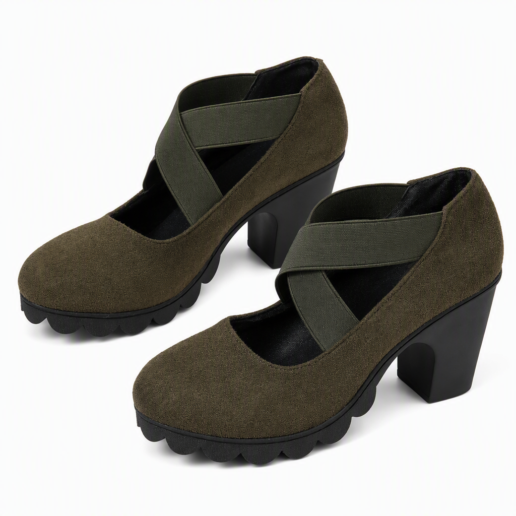 Evelyn | Cross-Strap Block Heels