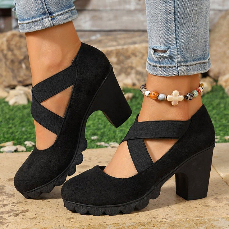 Evelyn | Cross-Strap Block Heels