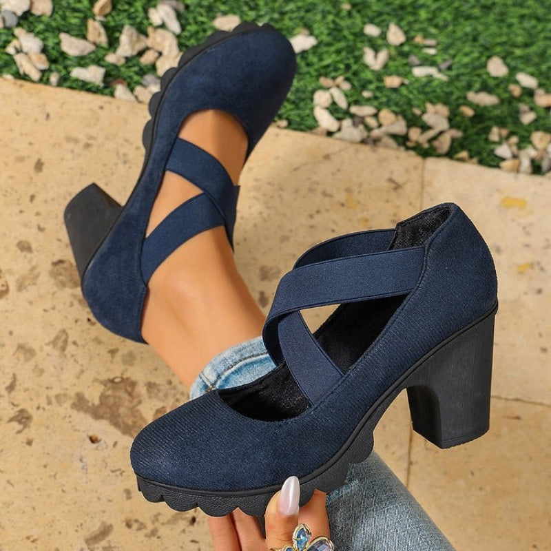 Evelyn | Cross-Strap Block Heels